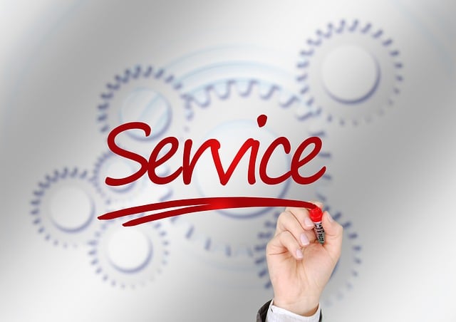 Wort Service in roter Schrift